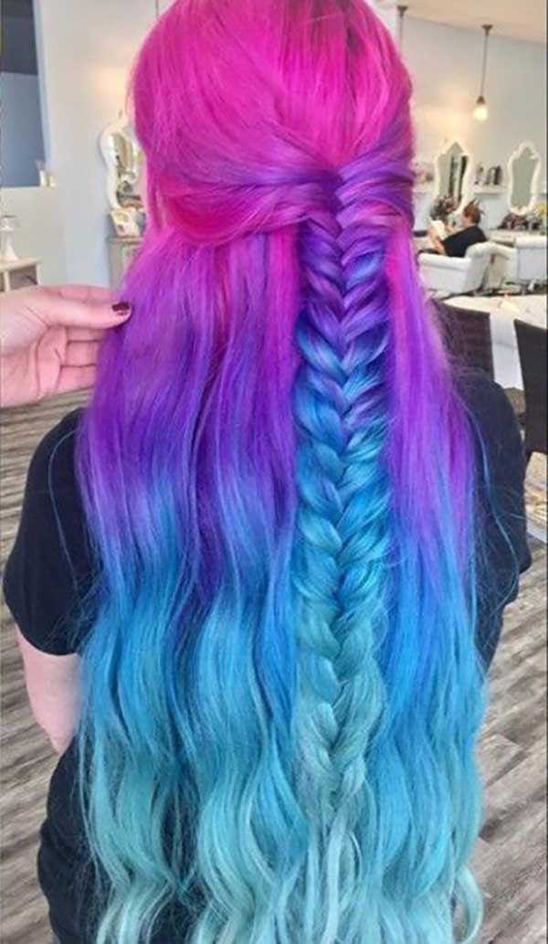 Blue Purple Pink Ombre Hair