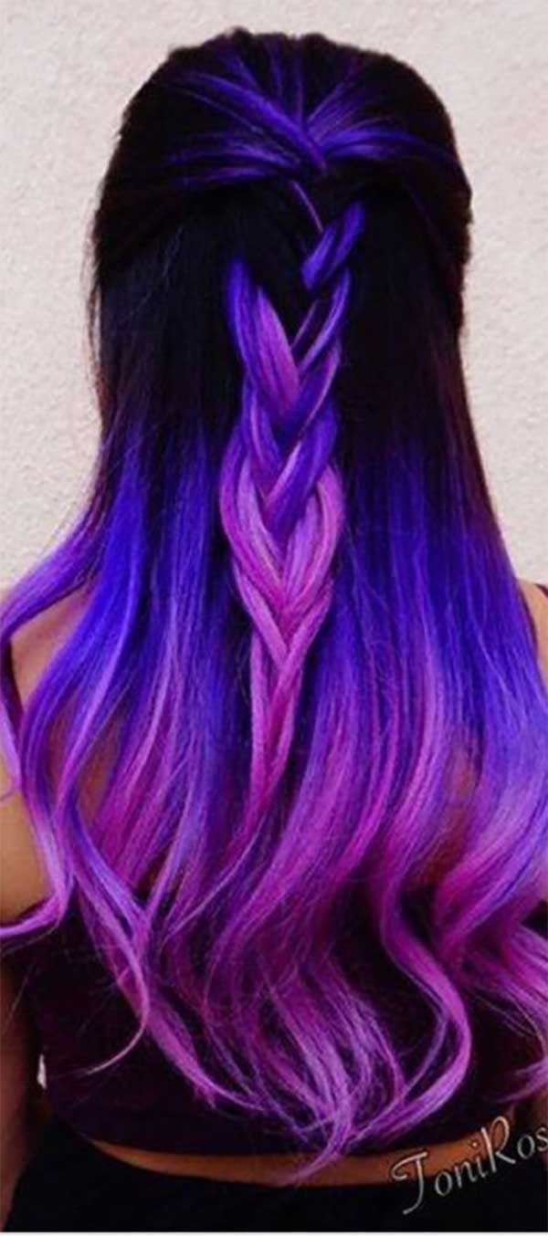 Dark Blue And Purple Ombre Hair