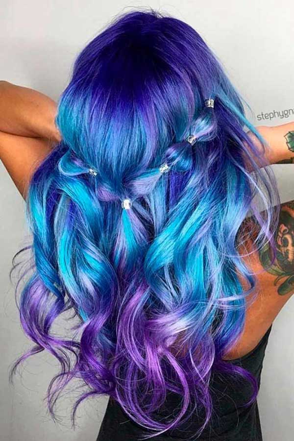 Pastel Blue And Purple Ombre Hair