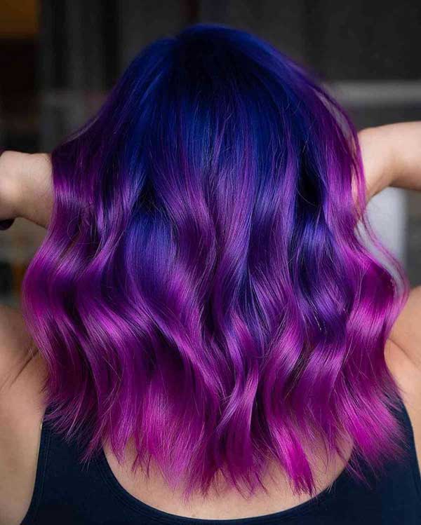 Red Purple Blue Ombre Hair