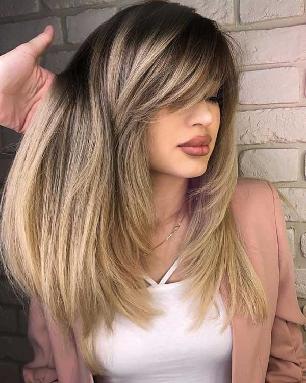 Side Part Long Layered Hairstyles