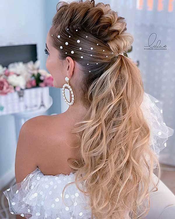 Low Curly Ponytail Wedding